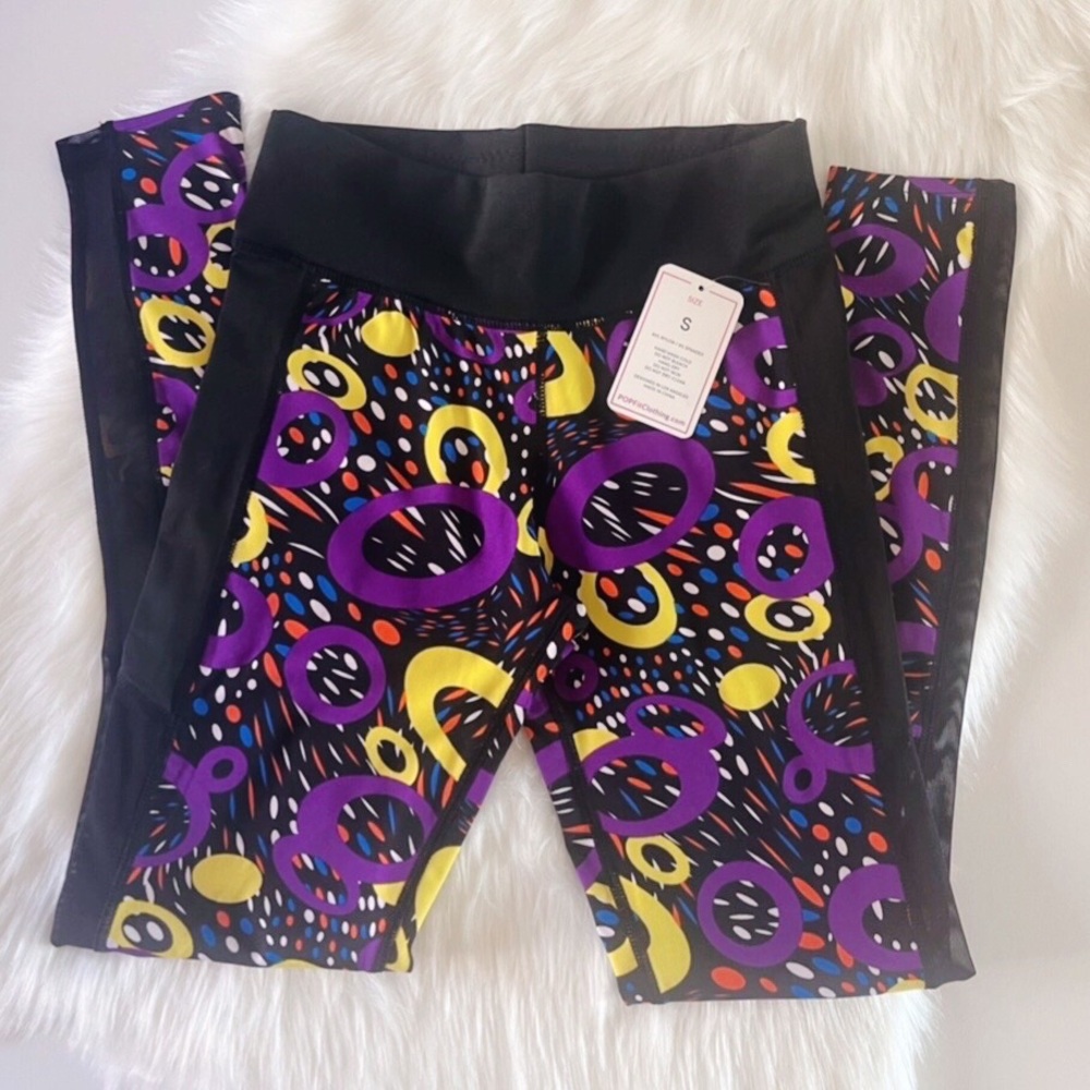 POP Fit Funky Print Mesh Yoga Sport Pant Legging Small - Picture 3 of 5